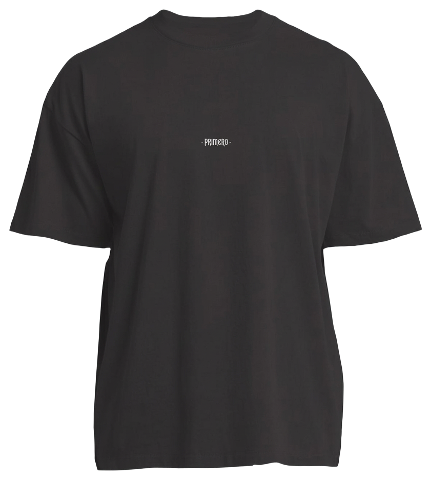 PRIMERO Embroidered Logo Oversized T Shirt — charcoal